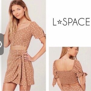 L⭐️space polka dot sarong skirt and crop top matching set coverup 2 piece lspace